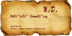 Máté Demény névjegykártya